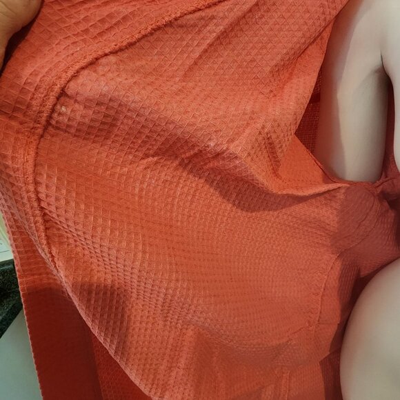 Chakir Turkish Linen Robe Short Lightweight Waffle Knit Bath Spa Kimono Salmon - Picture 7 of 7